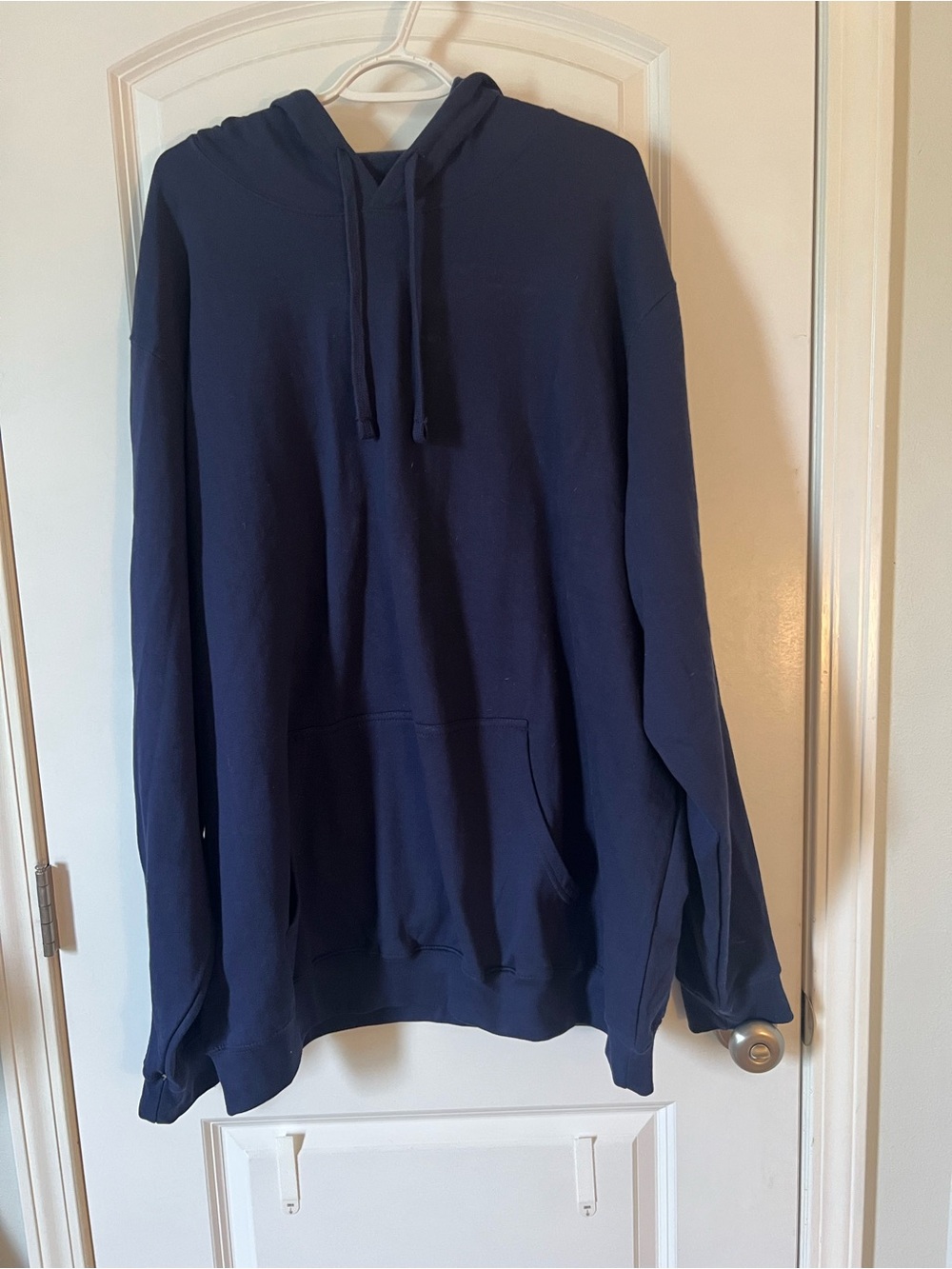 Classic Navy Blue Pullover Hoodie with Front Pocket